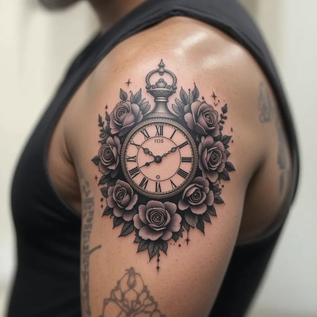 Clock with Roses