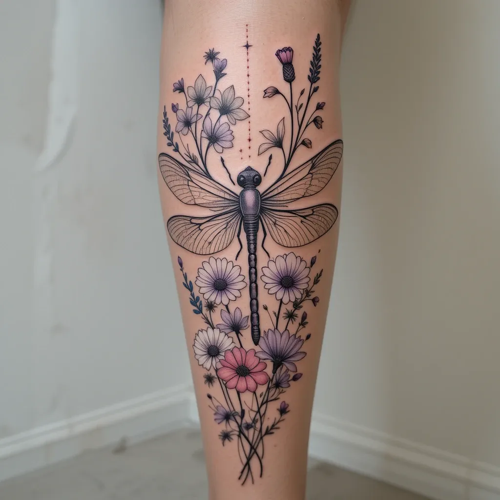 Dragonfly and Wildflowers