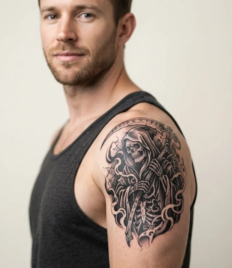 Grim Reaper Shoulder Tattoo