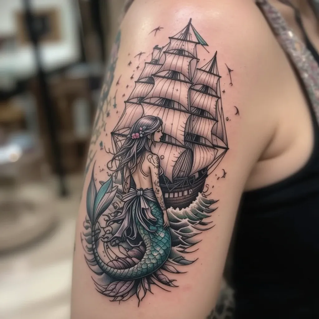 Mermaid and Ship 1