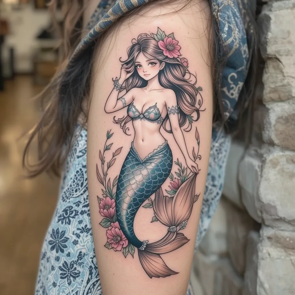 Mermaid with Floral Accents