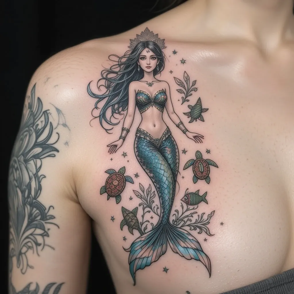 Mermaid with Sea Creatures