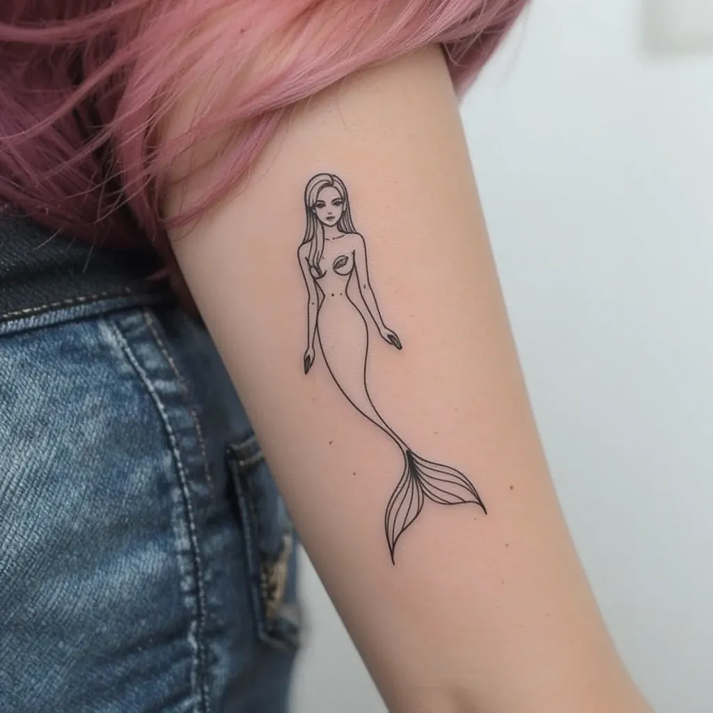 Minimalist Mermaid Outline