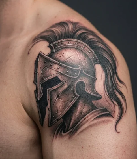 Spartan Warrior Shoulder Tattoo
