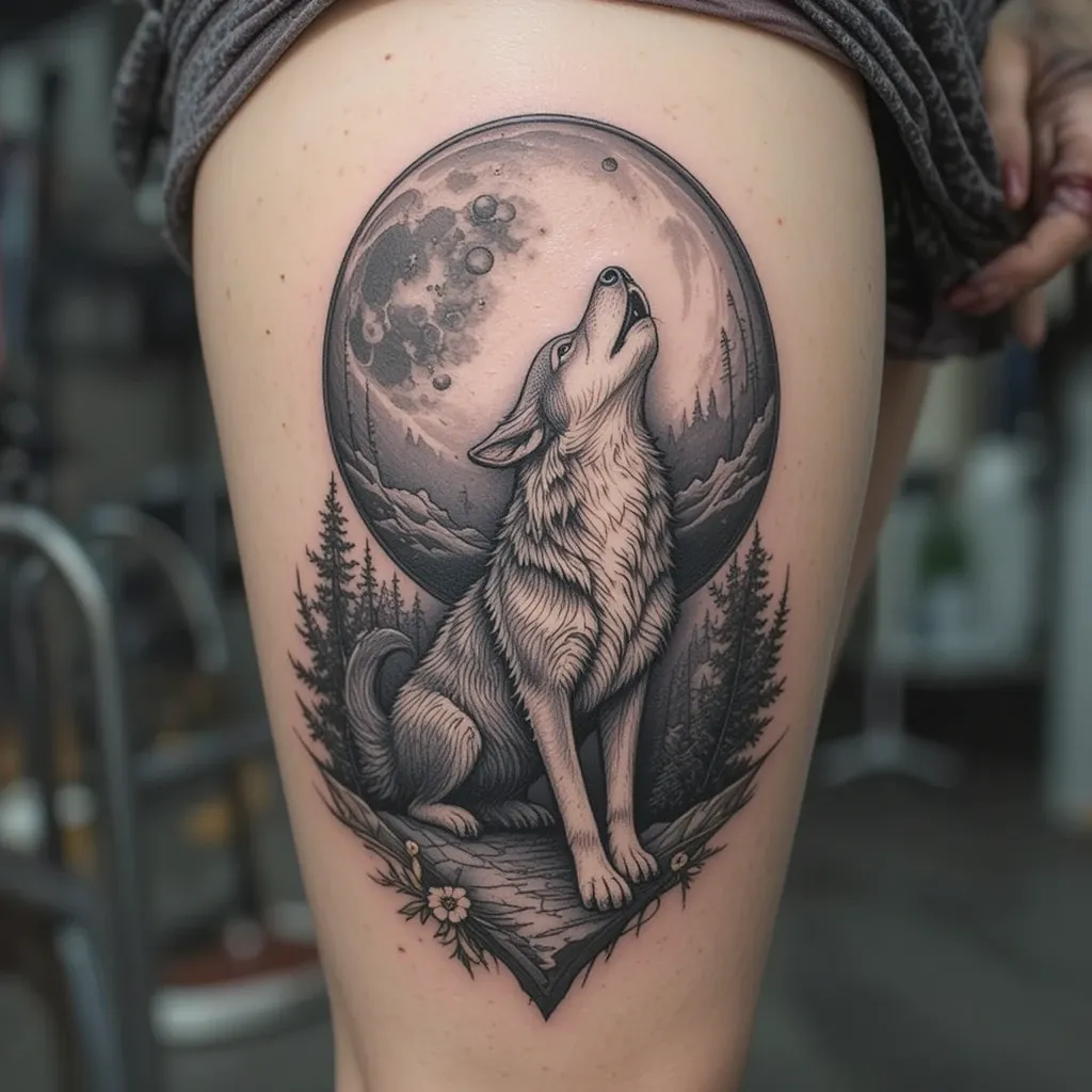 Wolf and Moon