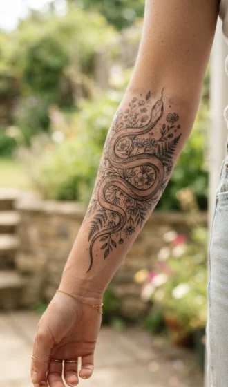 Snake with Floral Elements