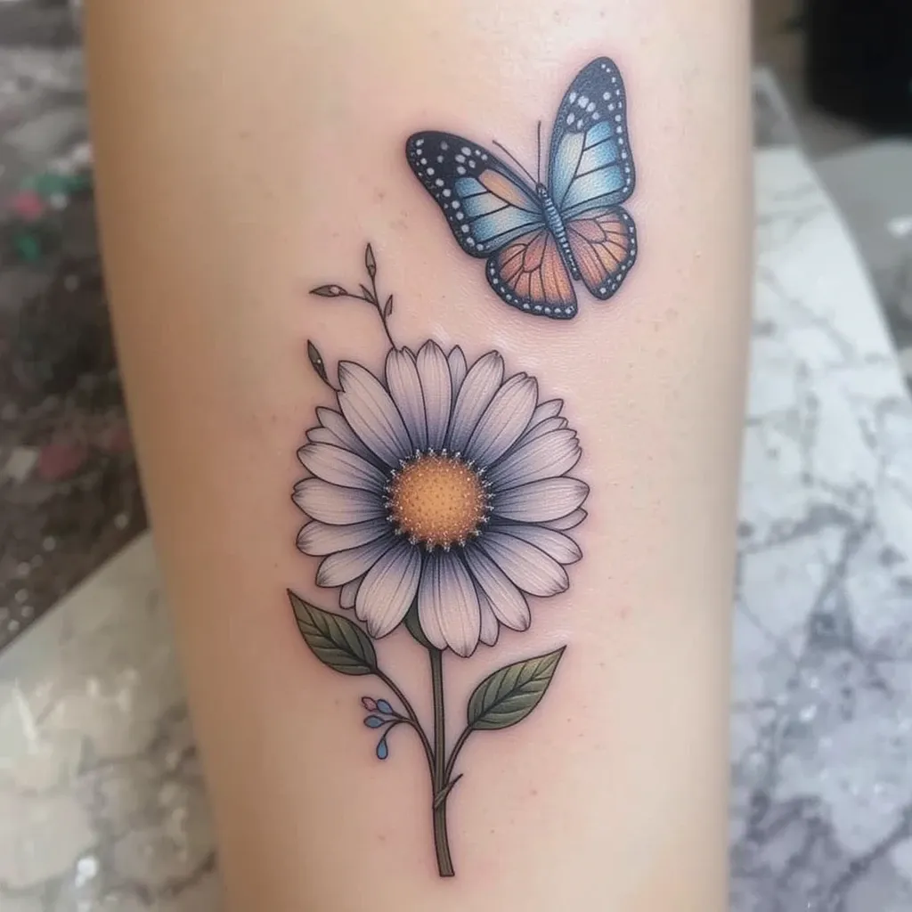 Daisy and Butterfly Tattoo