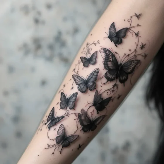 Black Butterflies in Flight