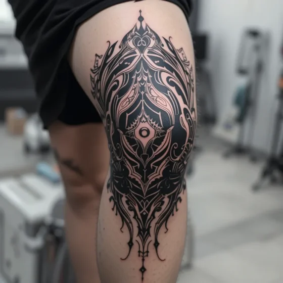 Bold Blackout Knee Tattoo