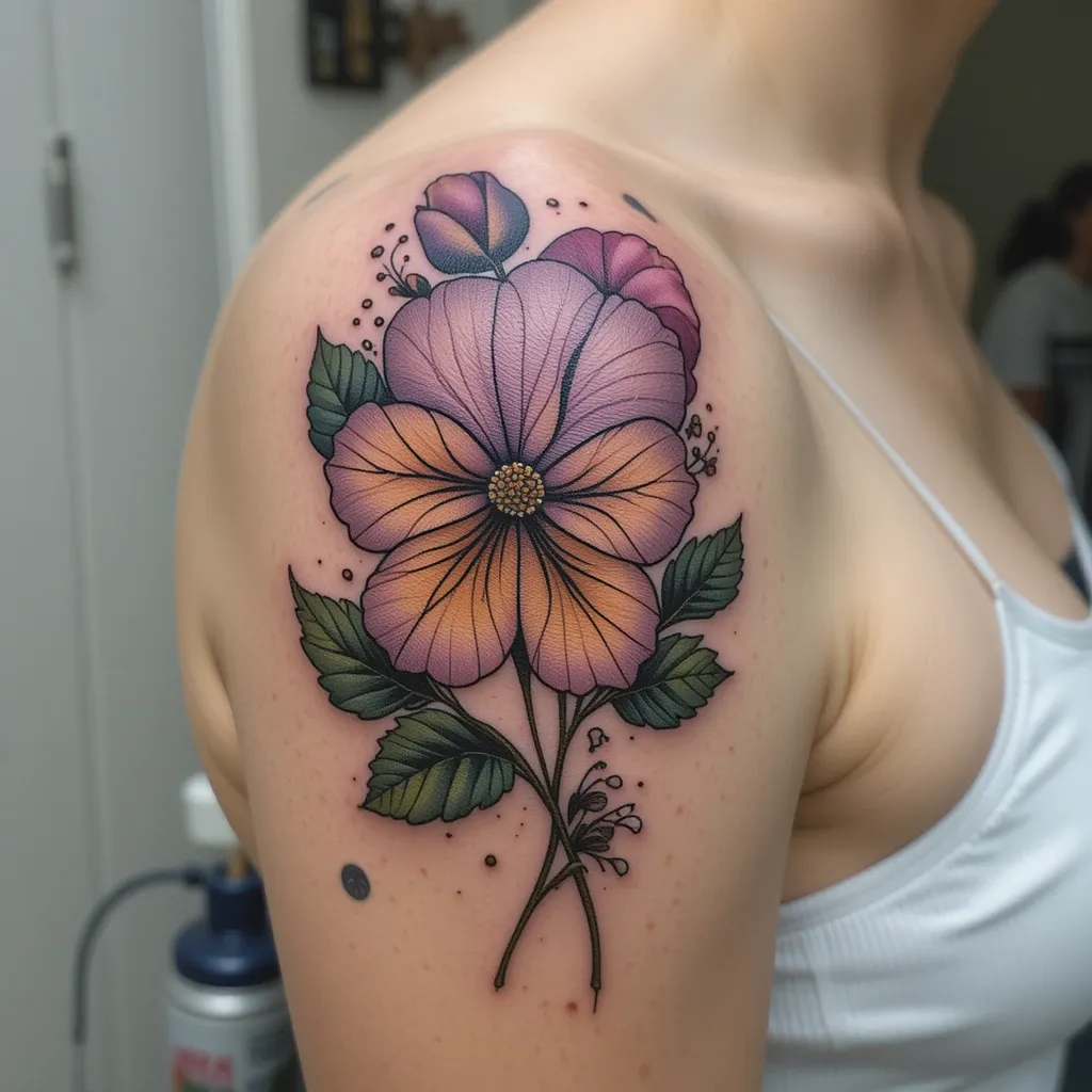 Bold Primrose Shoulder Tattoo