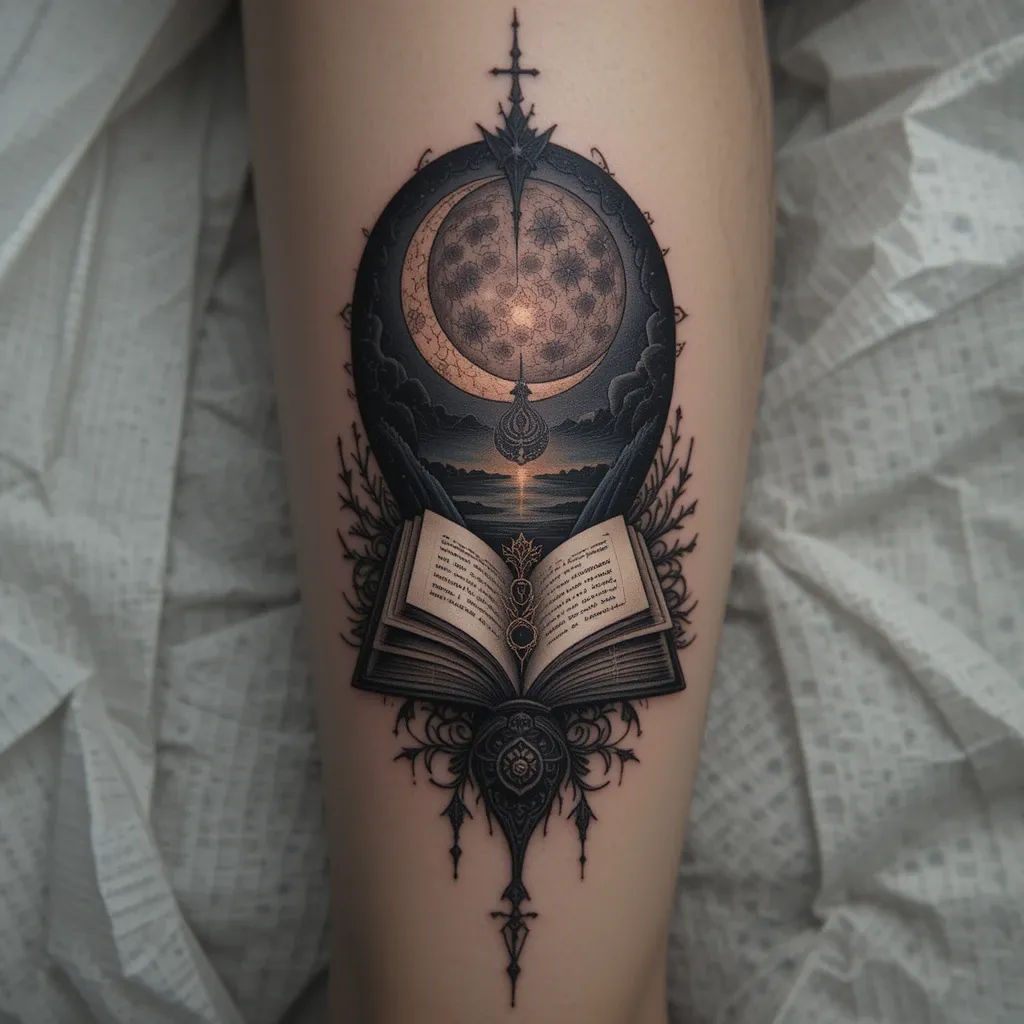 Book and Crescent Moon