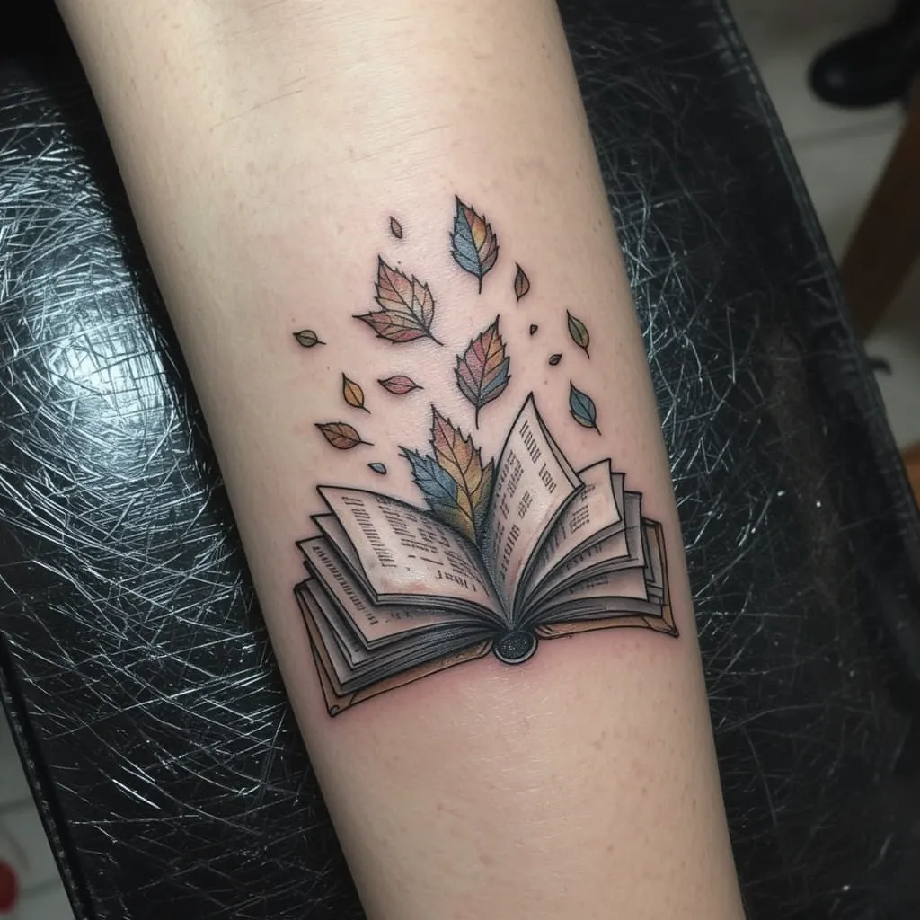 Book with Falling Leaves