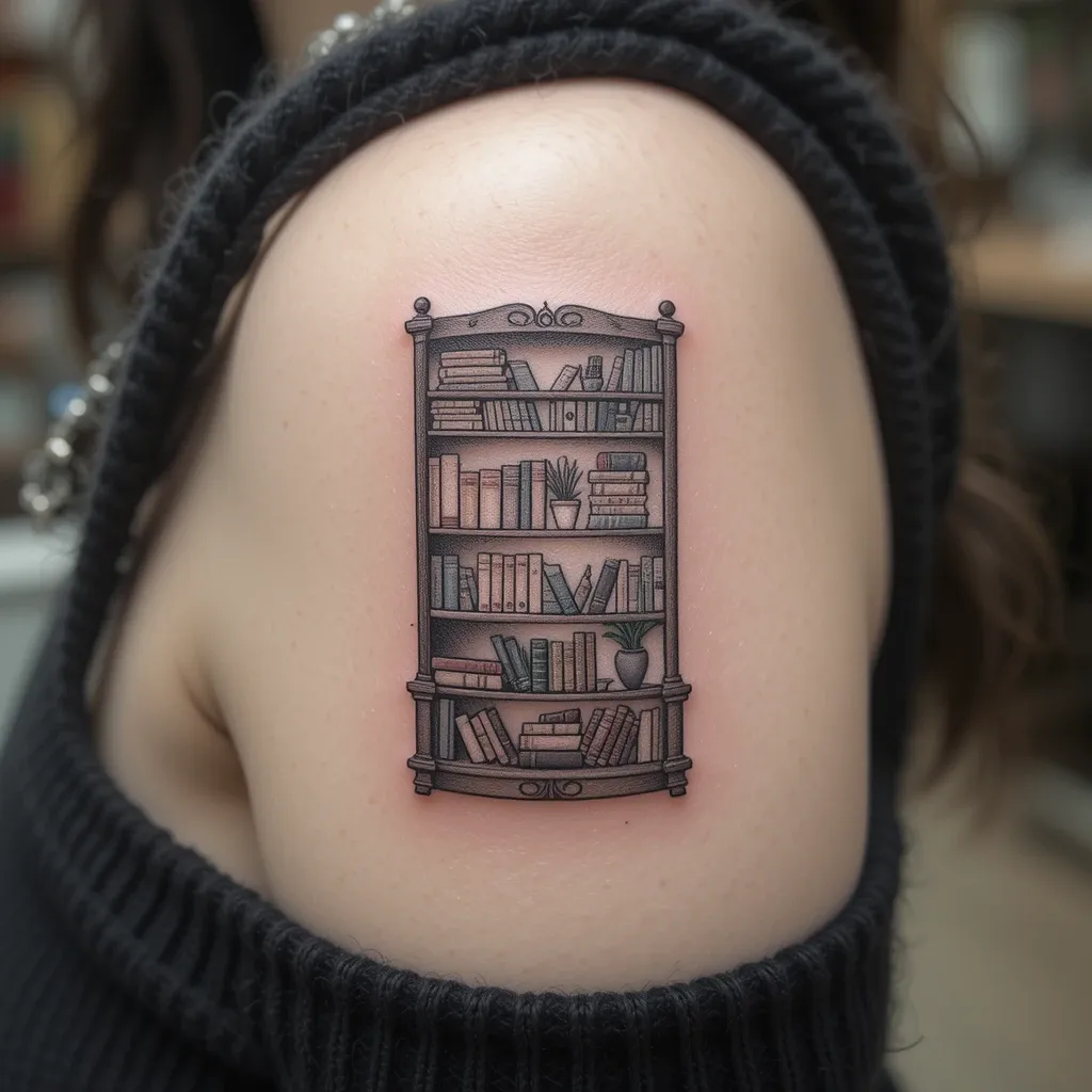 Bookshelf Silhouette Tattoo