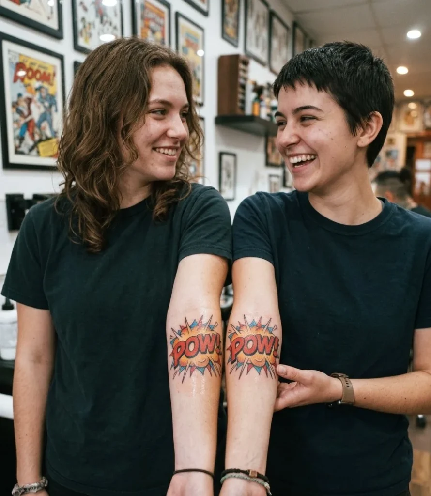 Boom & Pow Comic Bubble Tattoo