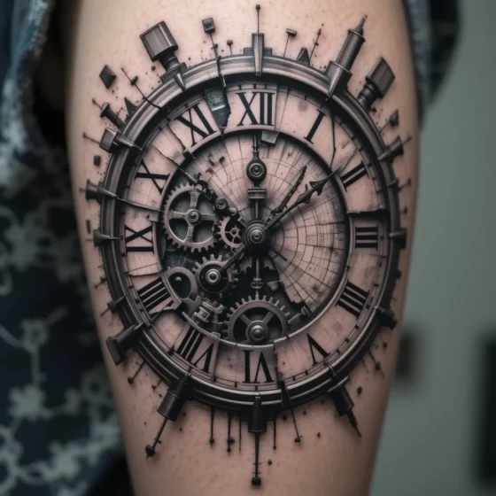 Broken Clock with Gears Exposed