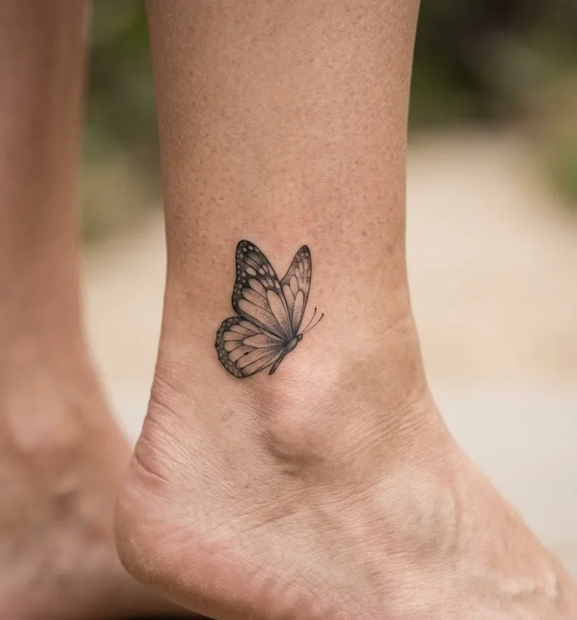Butterfly Ankle Tattoo