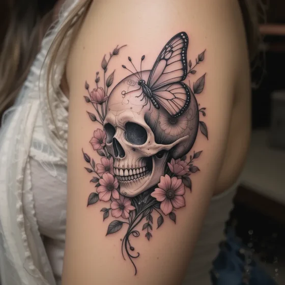Butterfly and Skull Tattoo