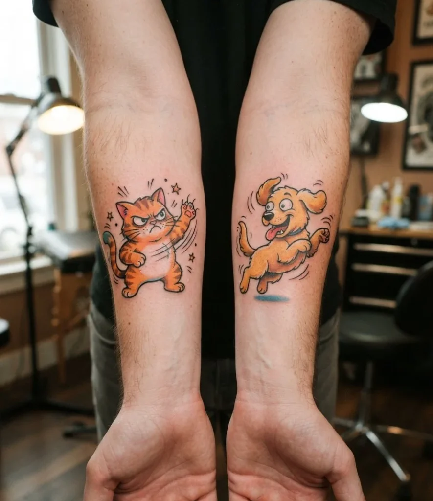 Cartoon Cat & Dog Fight