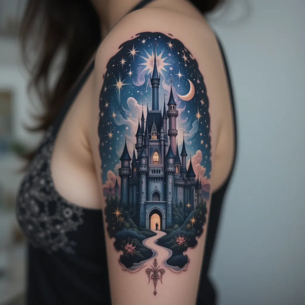 Castle with a Starry Night Sky