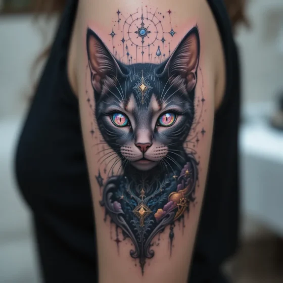 Celestial Cat with Cosmic Eyes