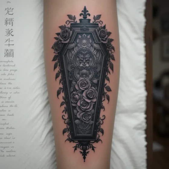 Coffin with Roses