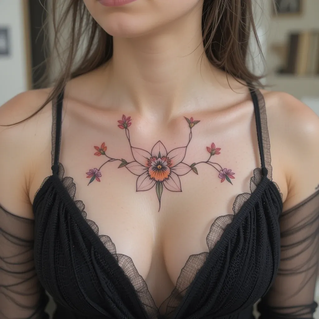 Collarbone Daffodil Tattoo