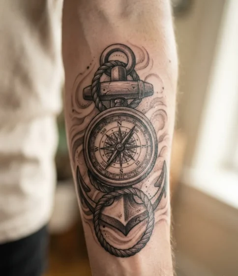 Compass and Anchor Tattoo