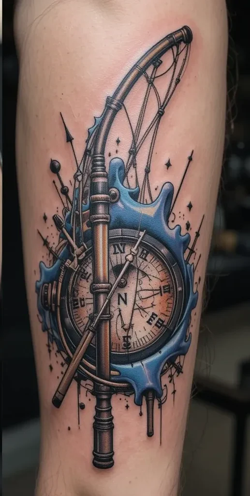 Compass and Fishing Rod Combo