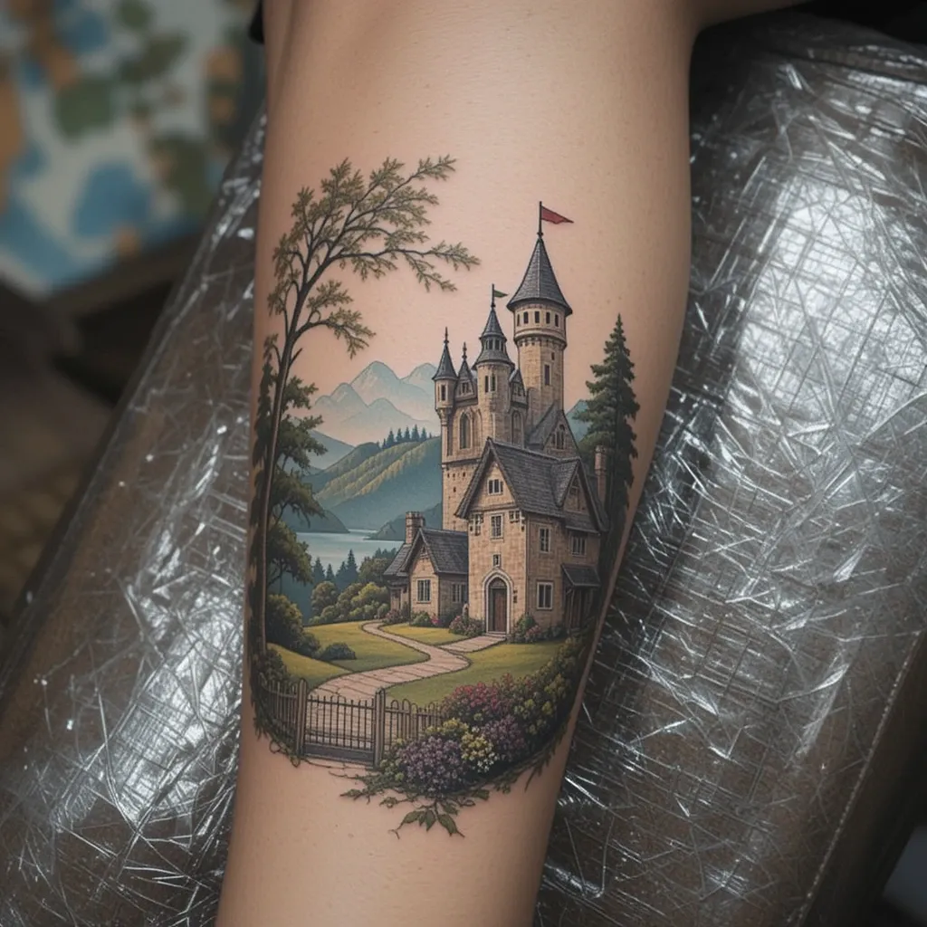 Cottage Overlooking a Castle