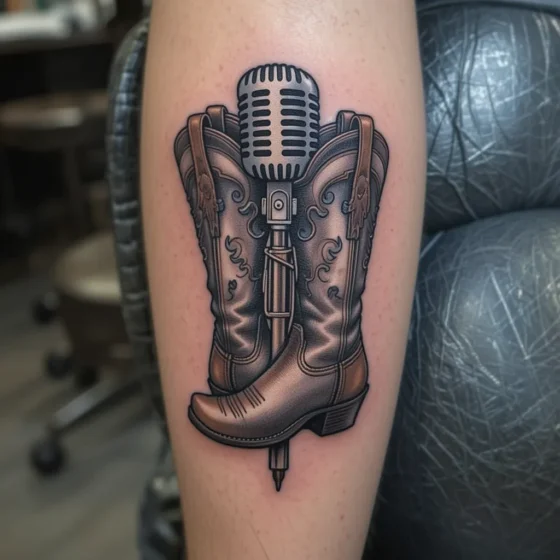 Cowboy Boots with a Microphone