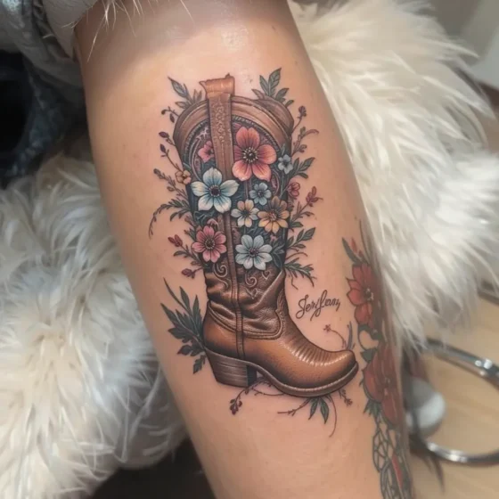 Cowgirl Boot with Flowers