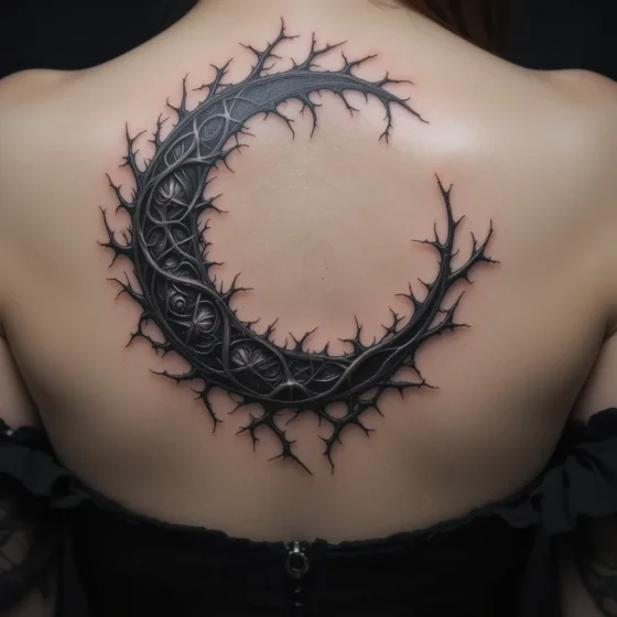 Crescent Moon with Thorny Vines