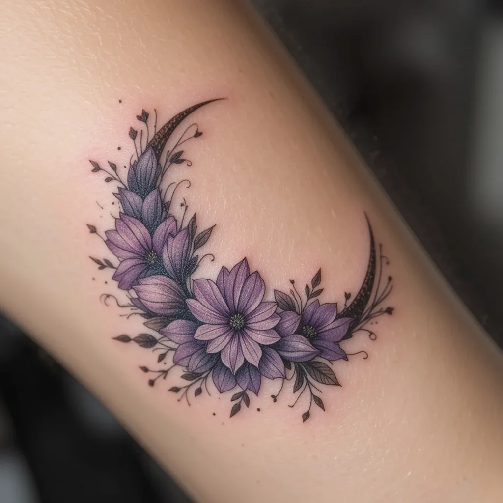 Crescent Moon with Violet