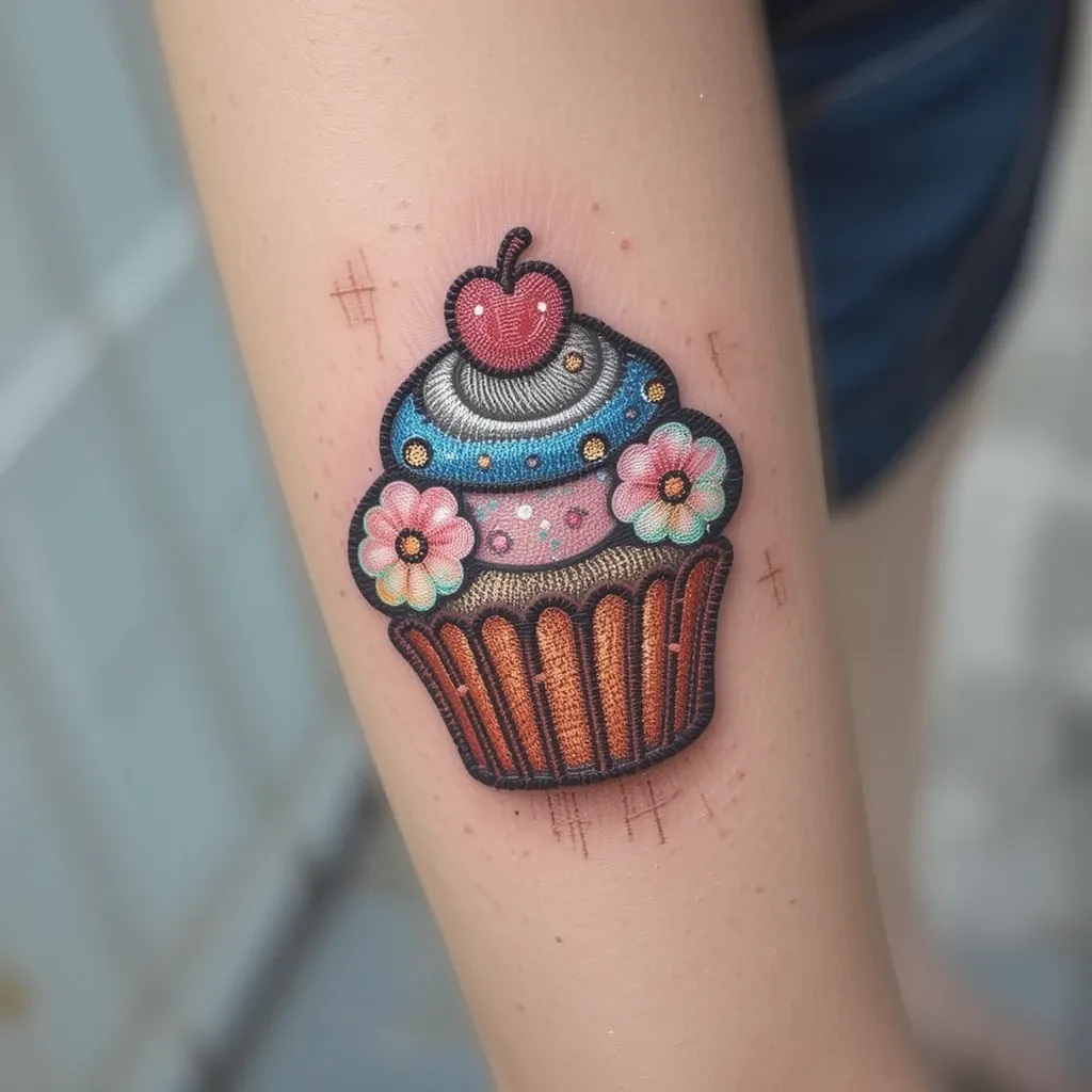 Cute Cupcake Patch Tattoo