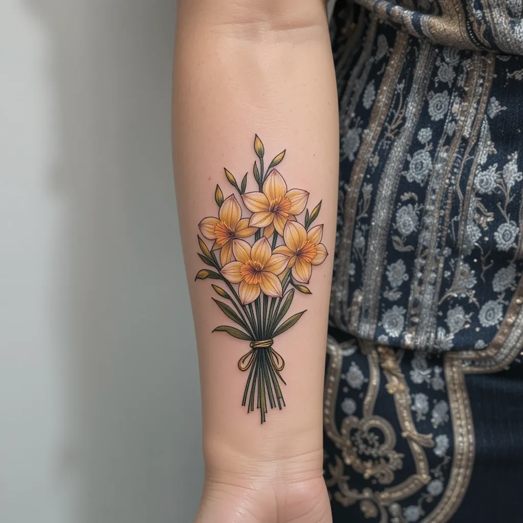 Daffodil Bouquet on the Forearm