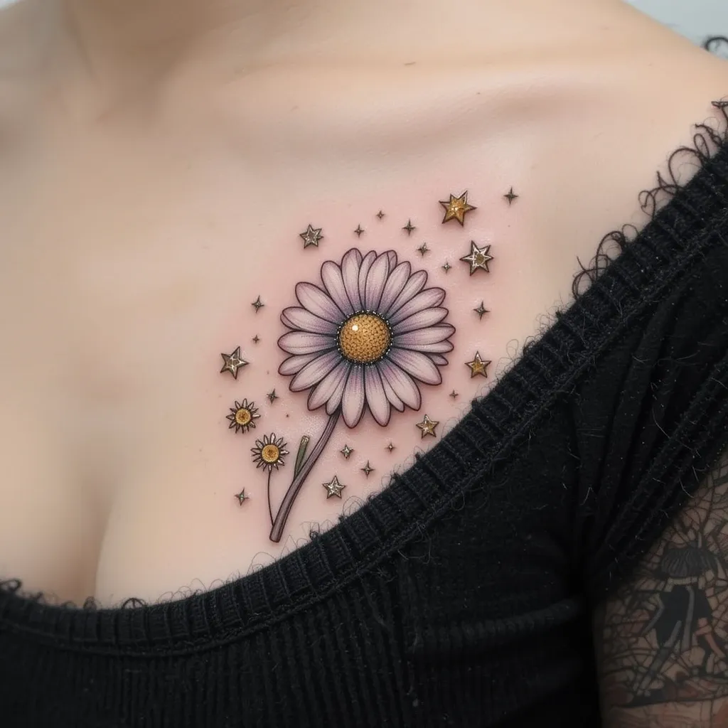 Daisies and Stars Tattoo