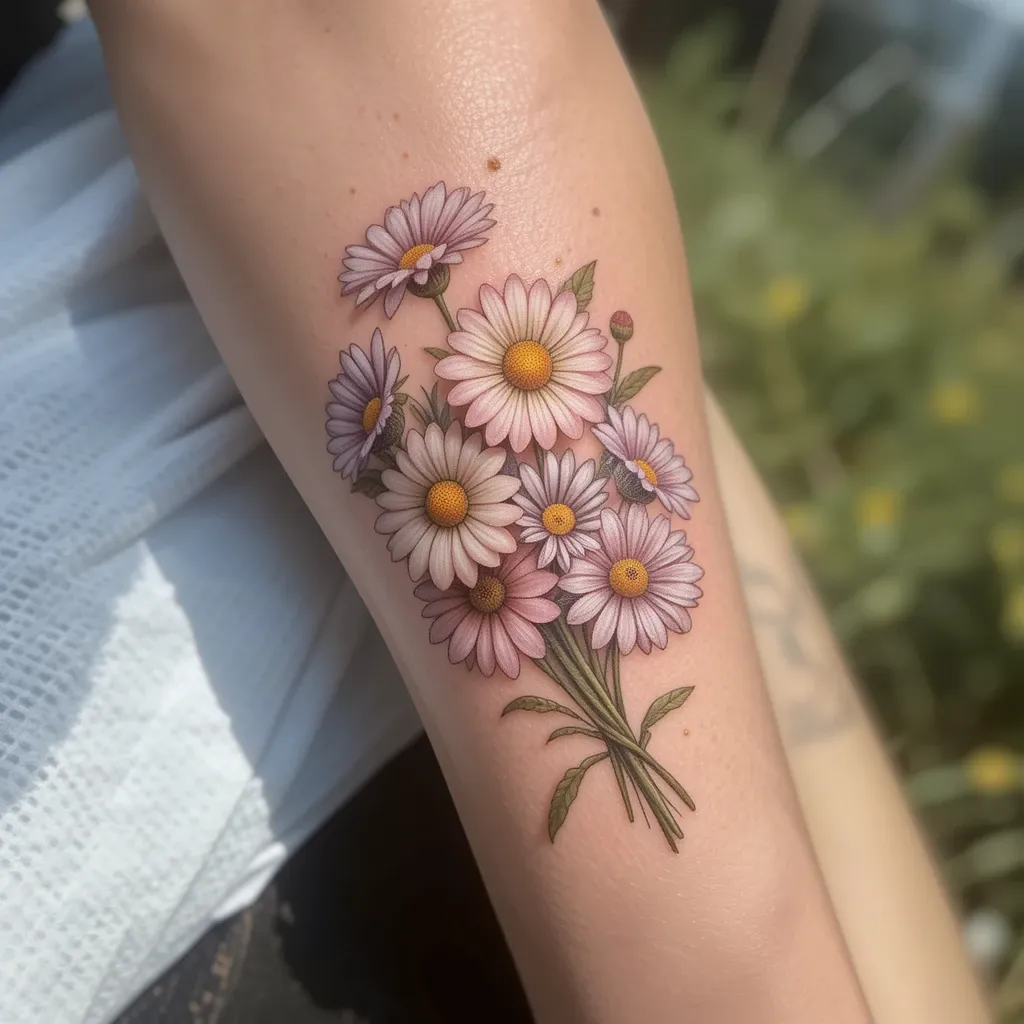 Daisy Bouquet on the Forearm