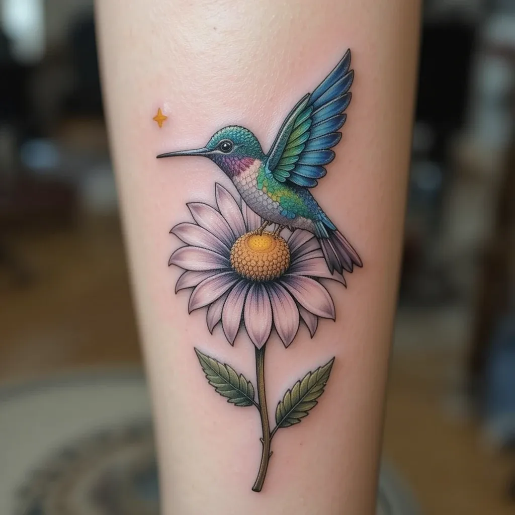 Daisy with a Hummingbird