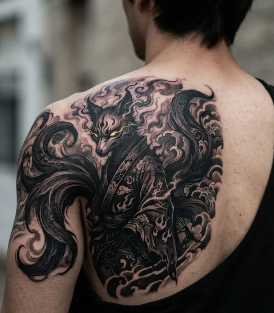 Dark Shadow Kitsune Tattoo