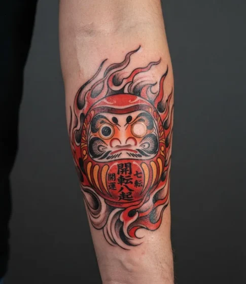 Daruma with Flames