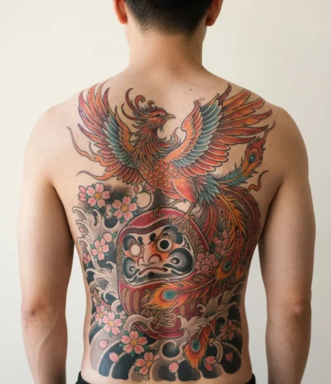 Daruma with a Phoenix