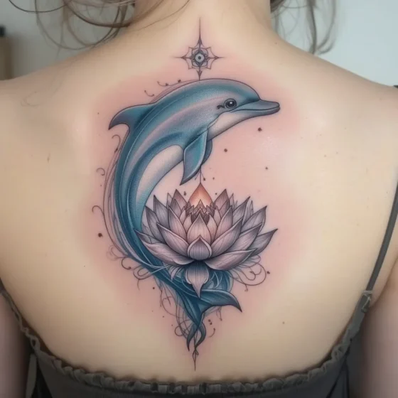 Dolphin and Lotus Flower