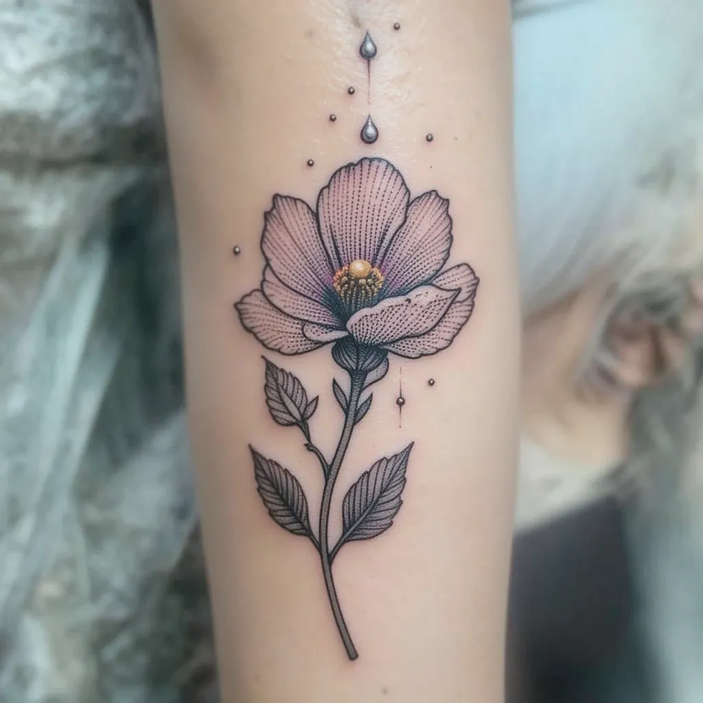 Dot Work Sweet Pea Tattoo