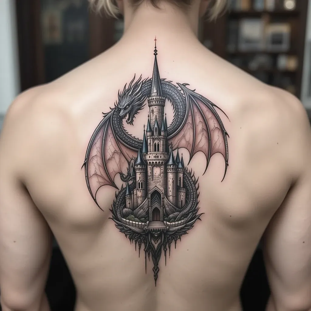 Dragon Guarding a Castle