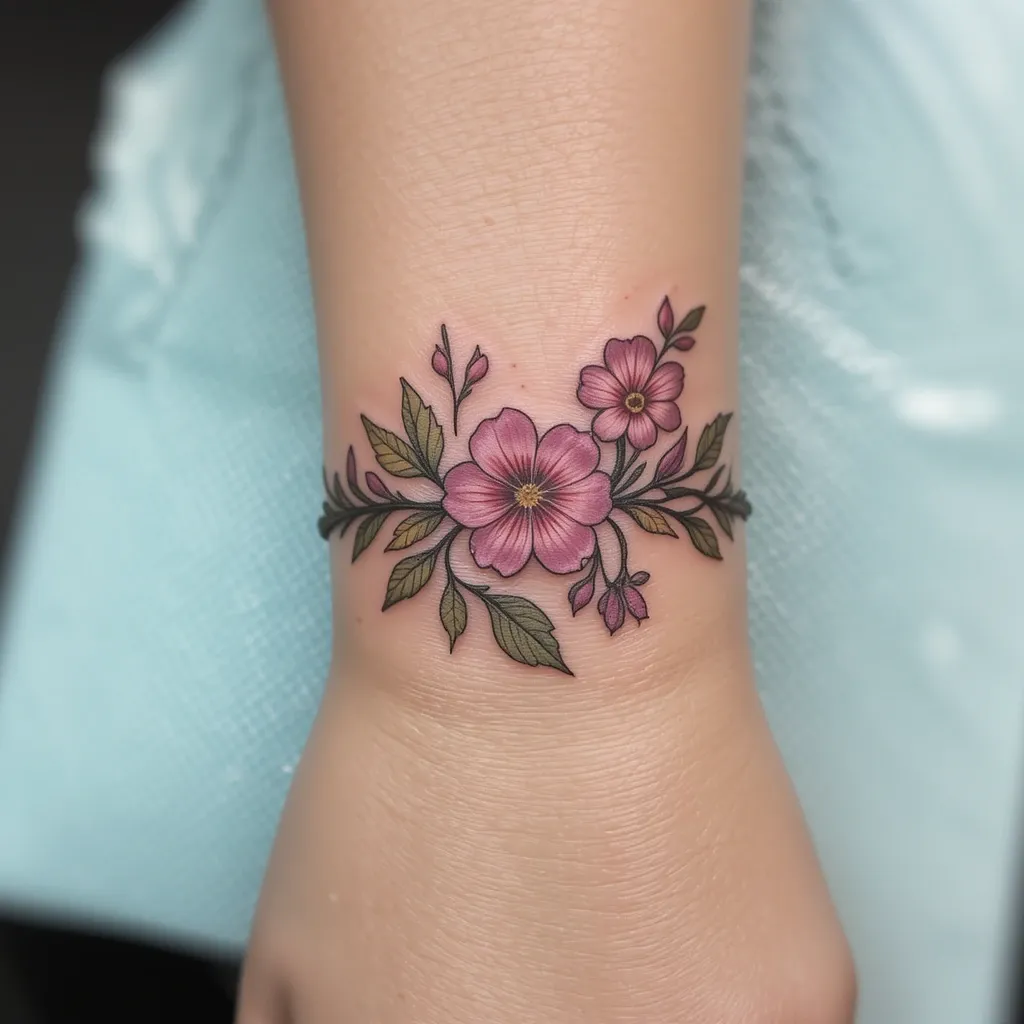 Elegant Primrose Bracelet Tattoo