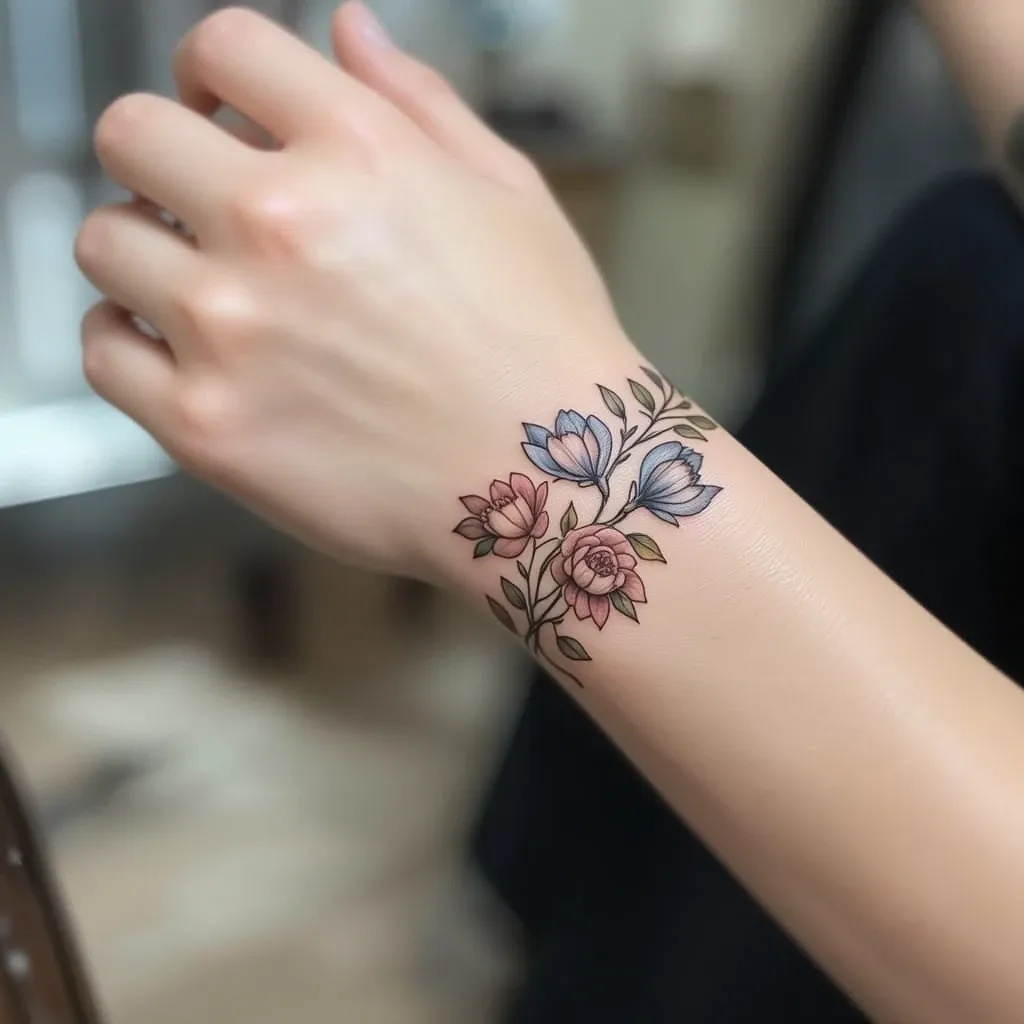 Elegant Sweet Pea Bracelet Tattoo