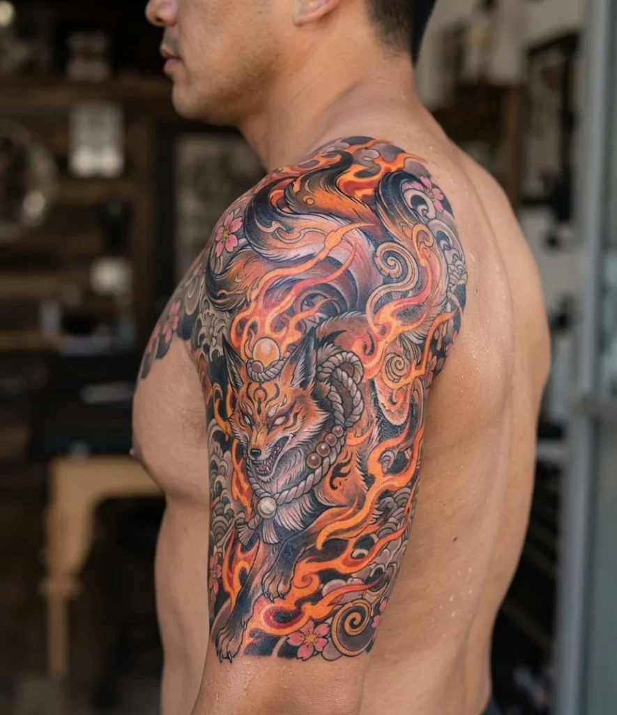Flaming Kitsune Tattoo