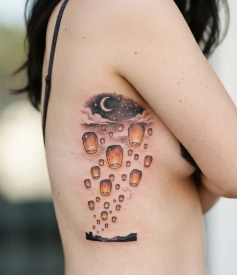 Floating Lanterns in the Night Sky