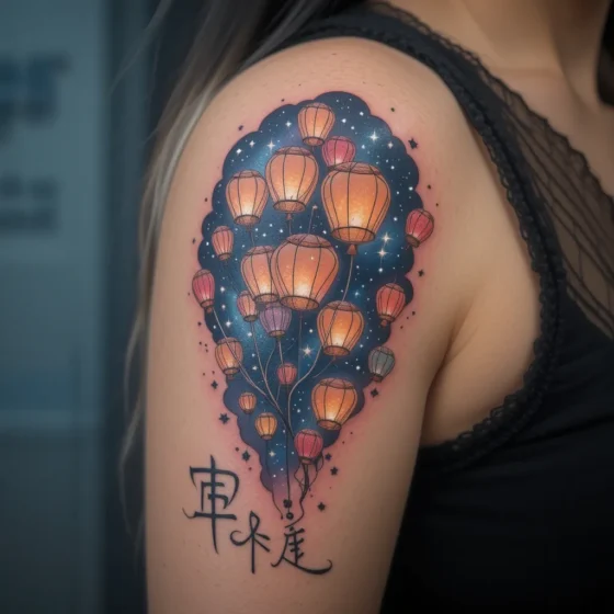 Floating Lanterns in the Night Sky