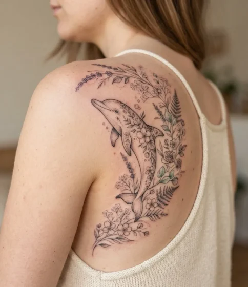 Floral Dolphin Design